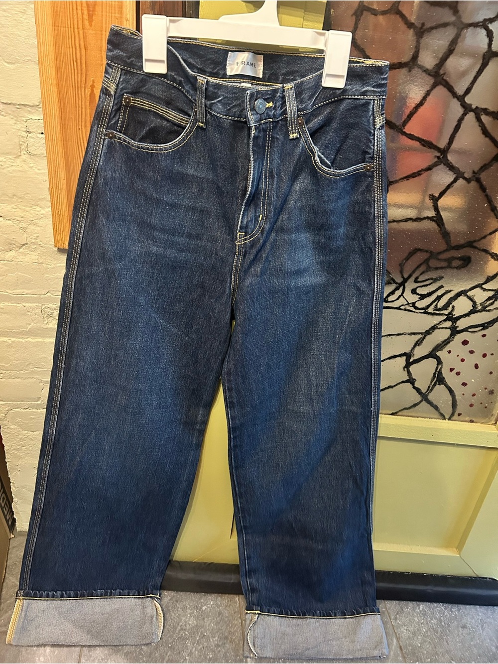 Frame Cuff Wide Leg Jeans